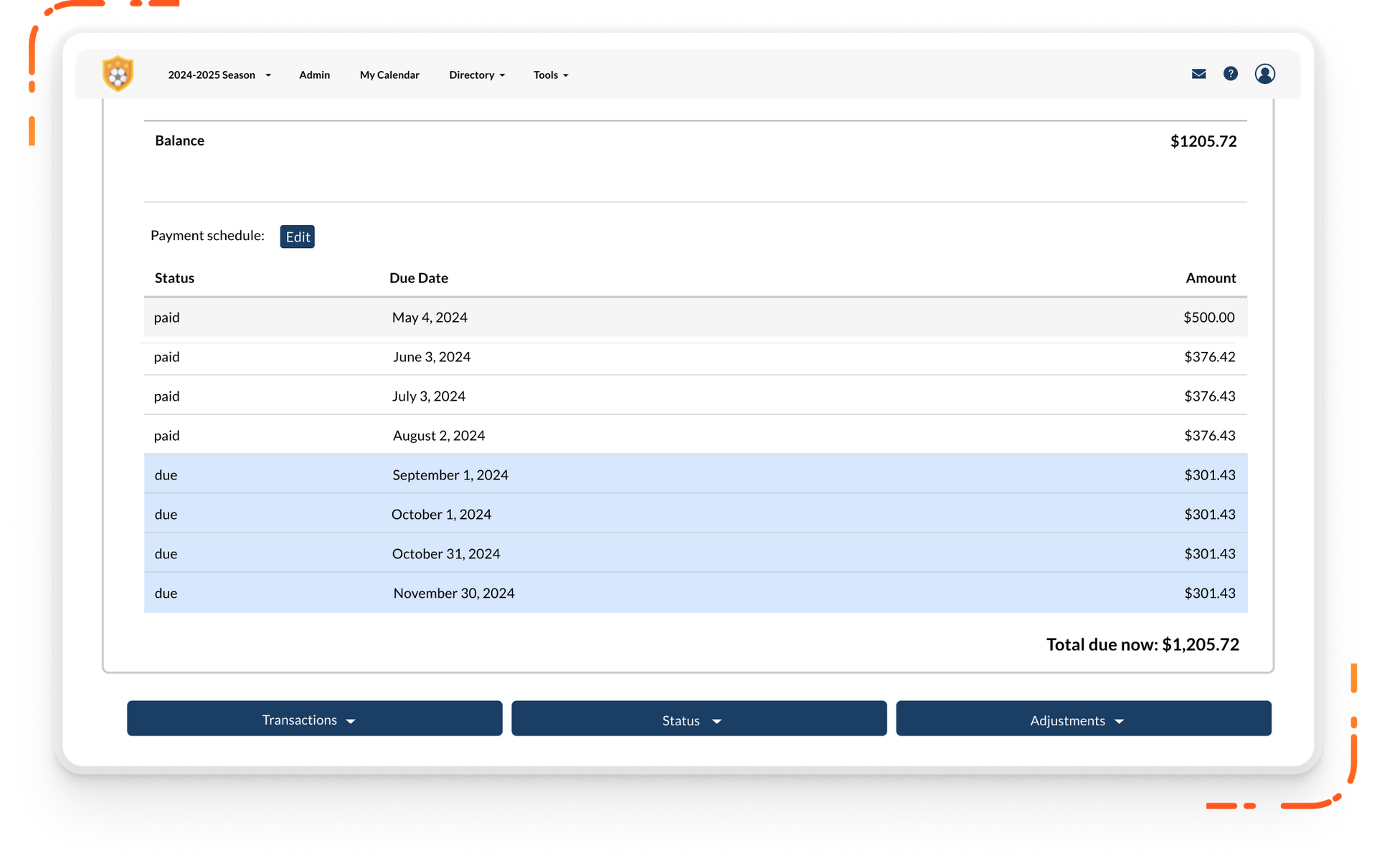 Byga youth sports club management laptop and tablet with tryouts form and player entries