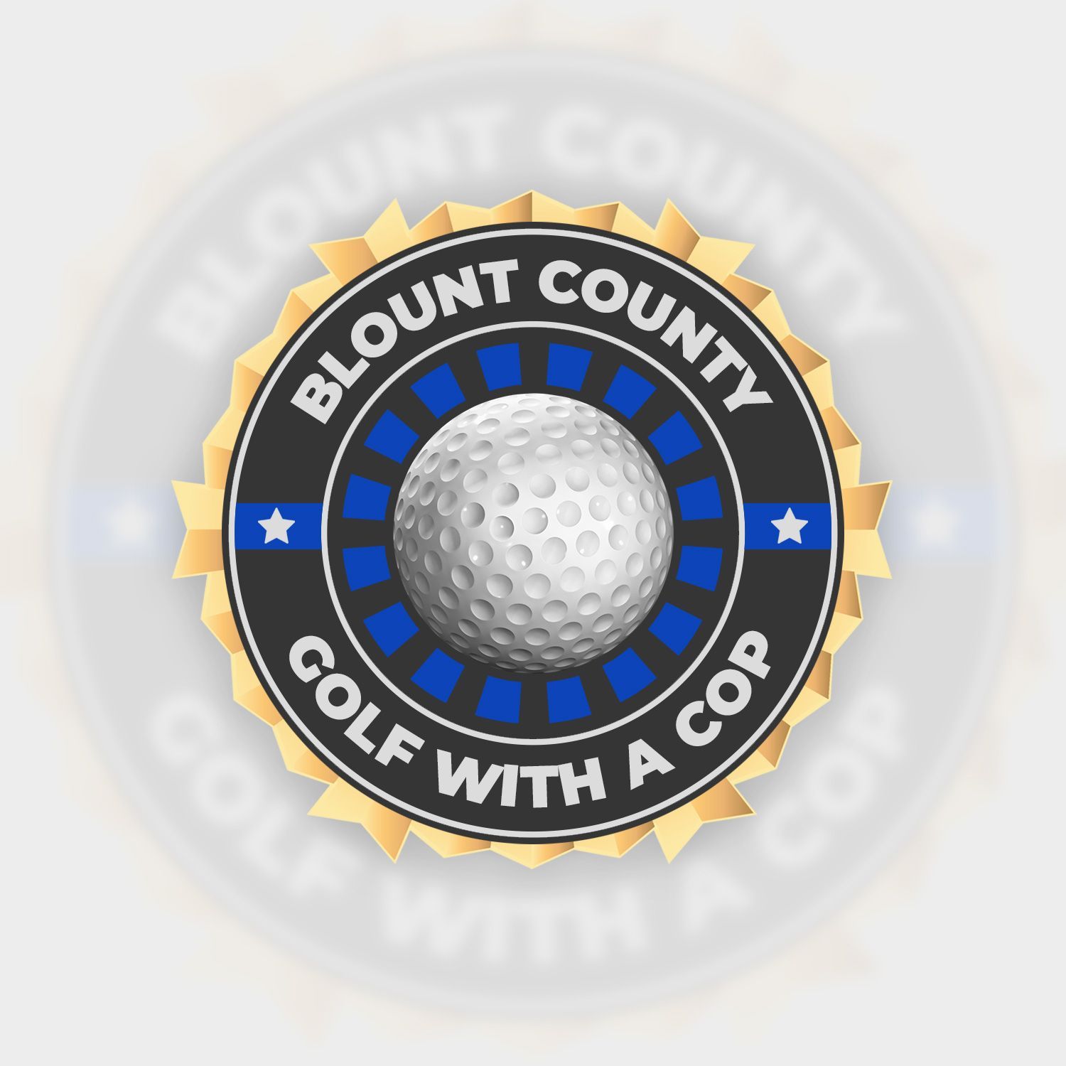 A logo for blount county golf with a cop