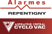 A logo for alarmes repentigny and aspirateur central cyclo vac