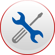 A blue wrench and a gray screwdriver crossed in an 