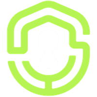 Logotipo abstrato verde em formato de escudo com uma forma estilizada de casa e linhas curvas.