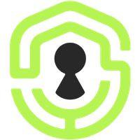 Contorno verde de labirinto com um buraco de fechadura preto no centro, sugerindo segurança.