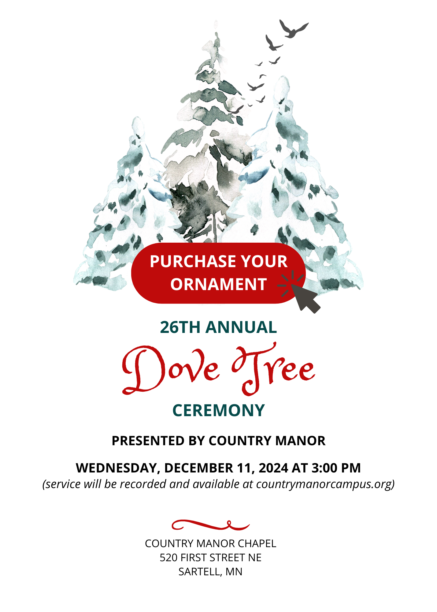 A flyer for the 26th annual dove tree ceremony.