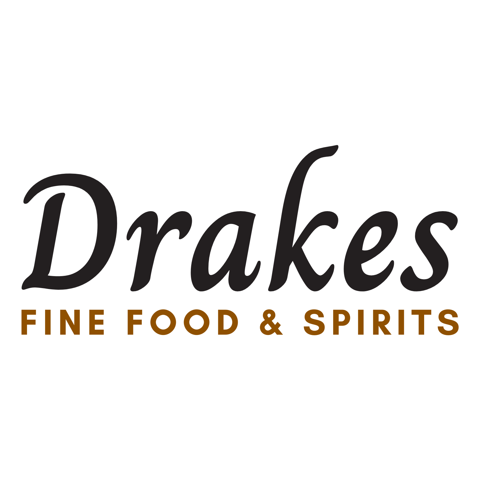 Drakes fine food and spirits logo on a white background