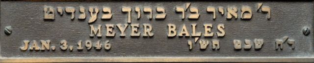 Meyer Bales Plaque