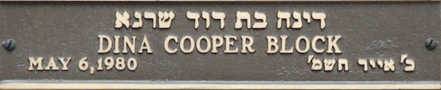 Dina Cooper Block Plaque