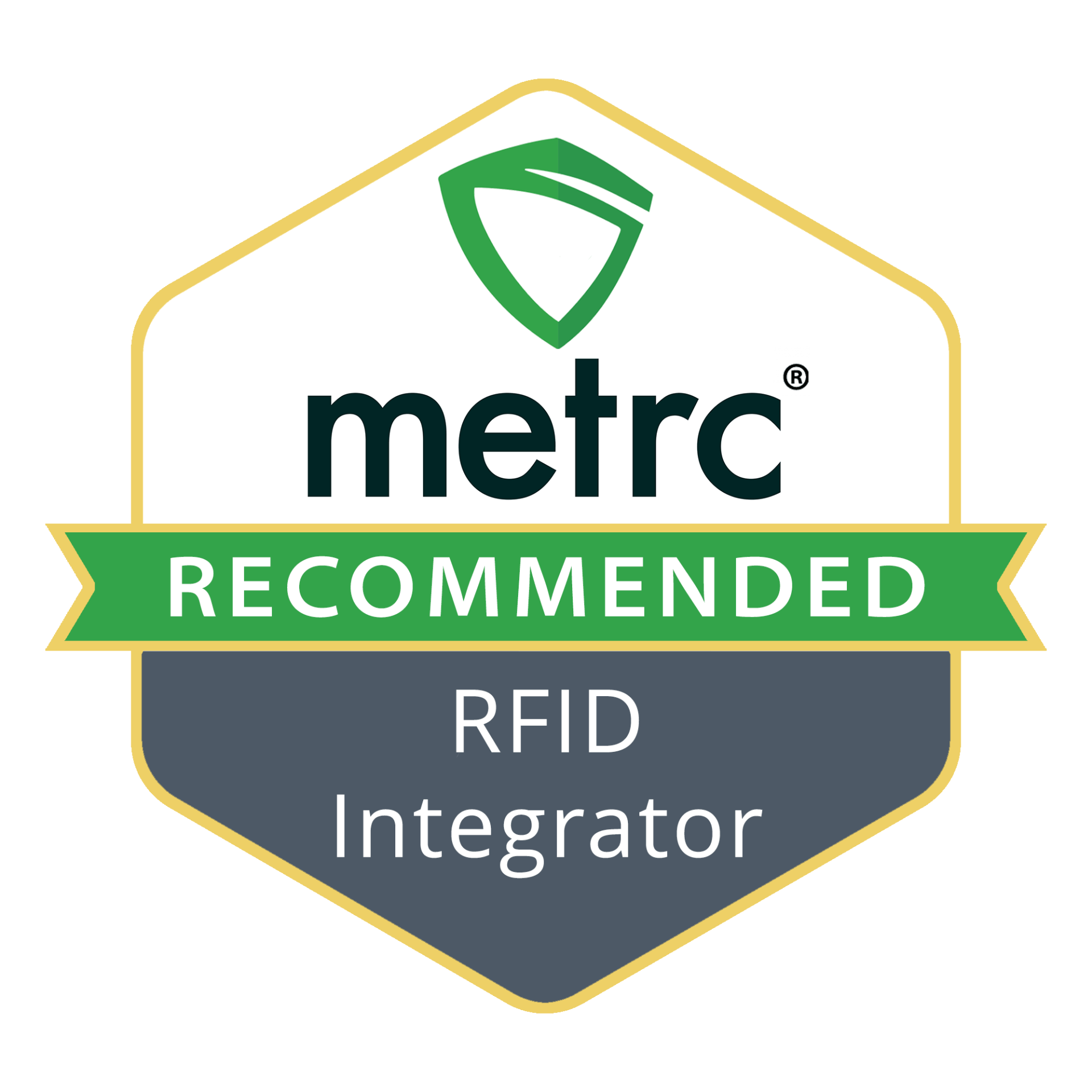 METRC recommended RFID integrator badge on METRC state pages