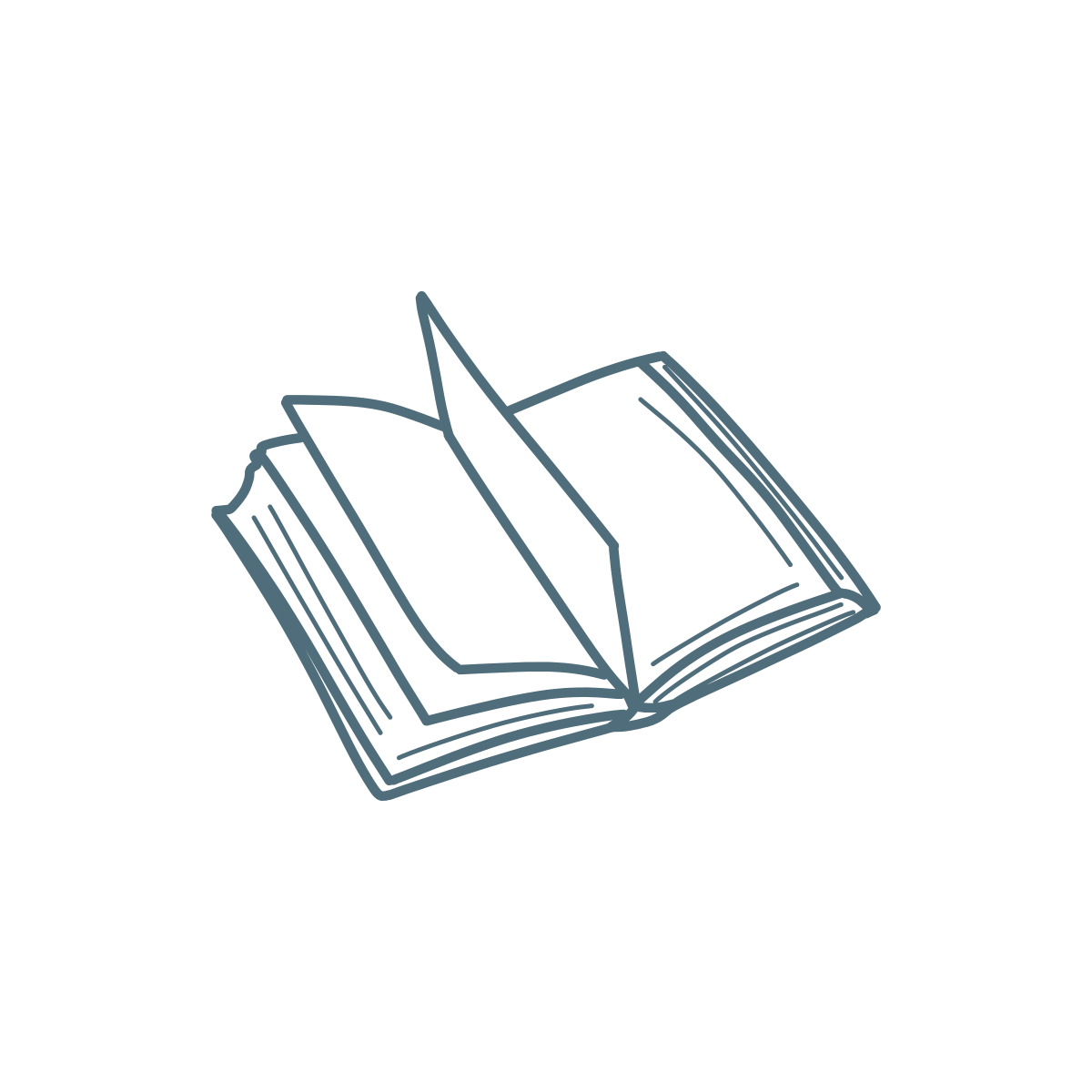 Open book with a page turning up.