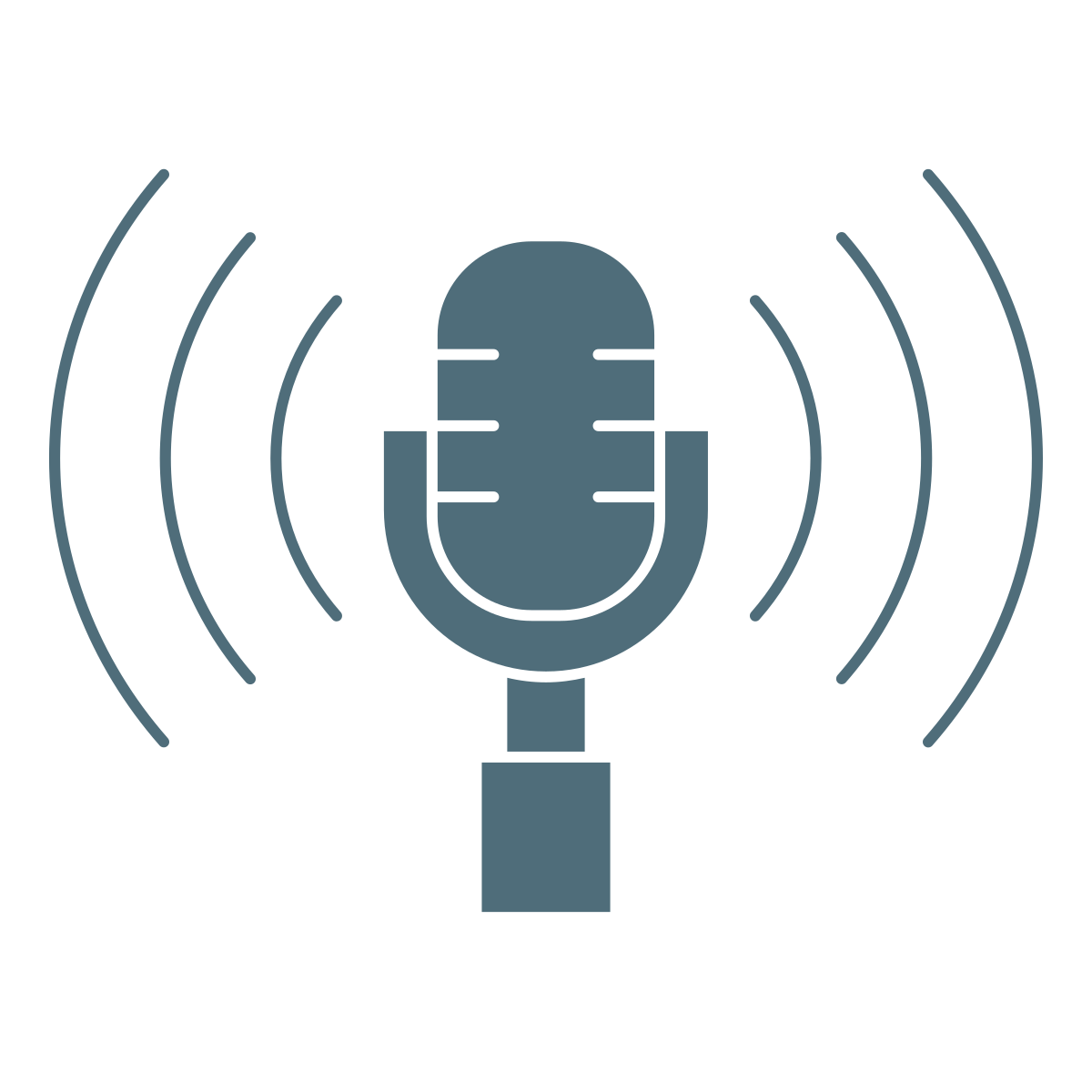 Microphone with sound waves emitting outwards.