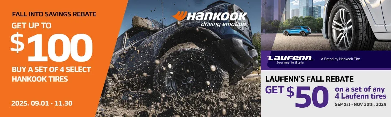 Get up to $100 Buy a set of 4 select Hankook Tires | Stuart's Hometown Auto