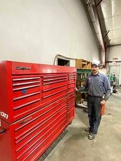 Andrew Jensen next to toolbox | Stuart's Hometown Auto