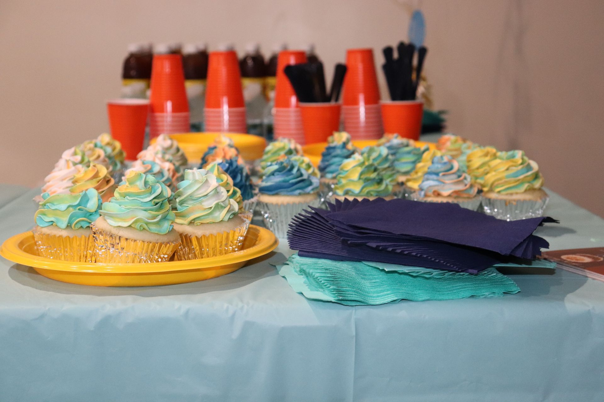 cupcakes displayed on a table