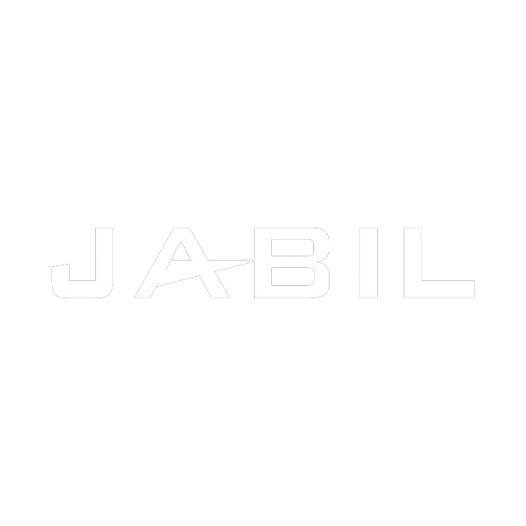 The word jabil is written in white on a white background.