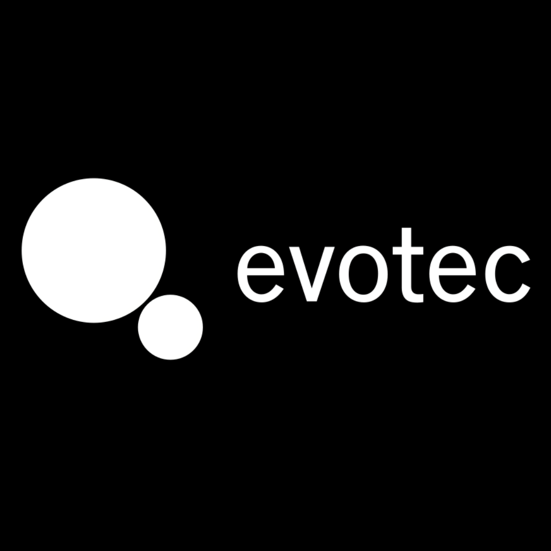 The evotec logo is white on a black background.