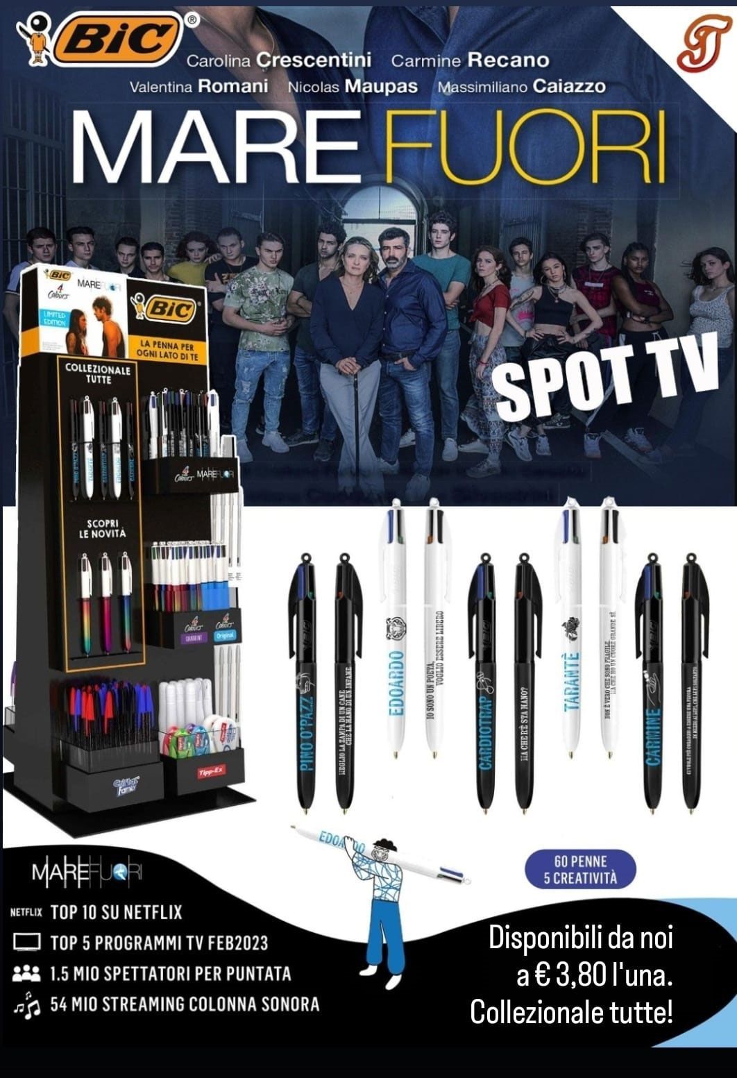 Un espositore di penne Bic della serie