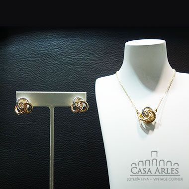 Juego de joyería fina aretes y cadena