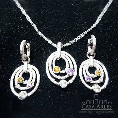 Juego de joyería oro blanco