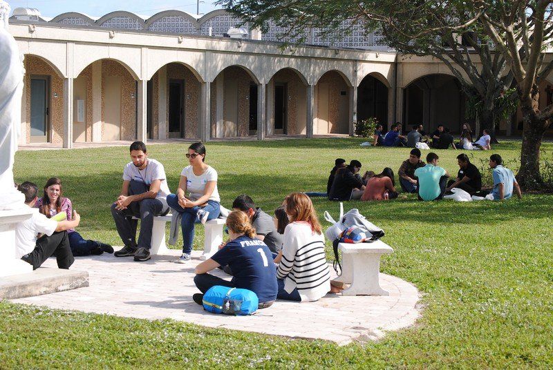 Retreat attendees gathered in the lawn.