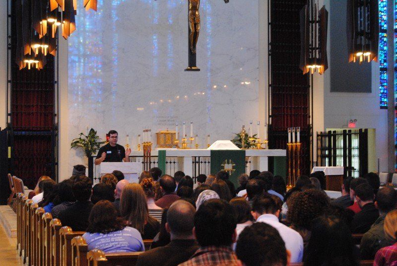 People attending a catholic mass.