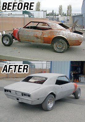 Before And After Sanding Of A Sedan Car — Arlington, WA — JB Sandblasters Inc.