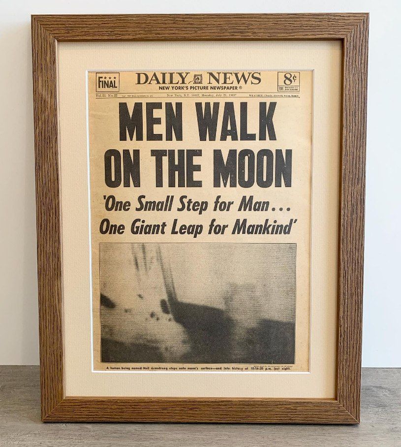 A Framed Newspaper Article About Men Walking on The Moon — Framing Alternative in Erina Heights, NSW