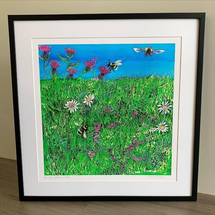 A Painting of Bees Flying Over a Field of Flowers — Framing Alternative in Erina Heights, NSW