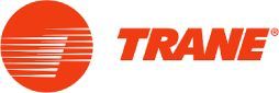 Trane logo: Orange circle with horizontal lines and the word 
