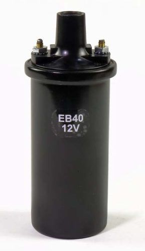 Black cylindrical automotive ignition coil with 