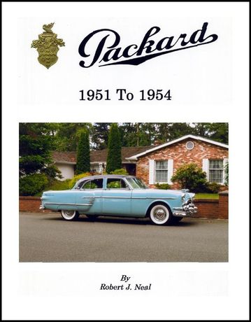 Book cover: Light blue 1950s Packard car parked in front of a house, with text 