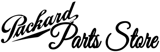 Logo for Packard Parts Store, black script on white background.