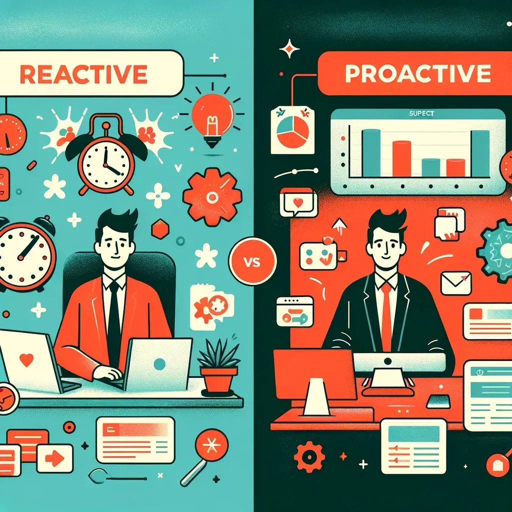 An illustration of a reactive and a proactive person
