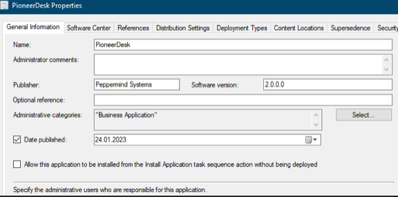 A screenshot of a powerdesk properties window