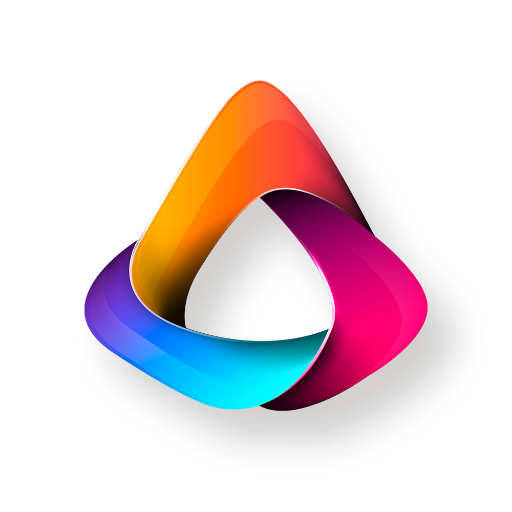 A colorful logo that looks like a drop of water