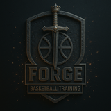 Emblem with sword through basketball; text reads 