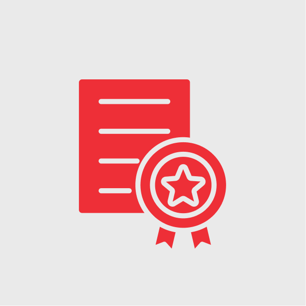 Certificado rojo con medalla.