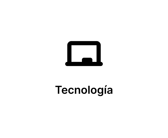 Icono de una computadora portátil, con la palabra "Tecnología" debajo.