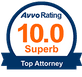 A logo that says `` avvo rating 10.0 superb top attorney ''.