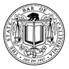 The seal of the state of california with a bear , scales of justice and a book.