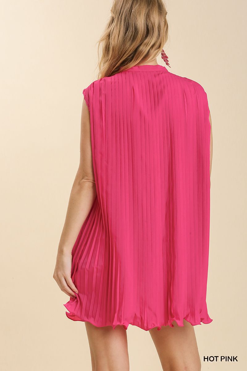 Pleated Front Tie Dress