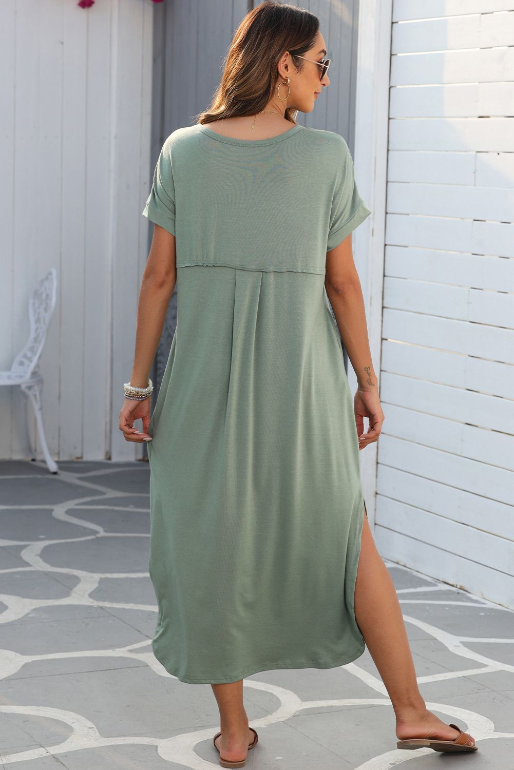 V Neck, Maxi T-shirt Dress