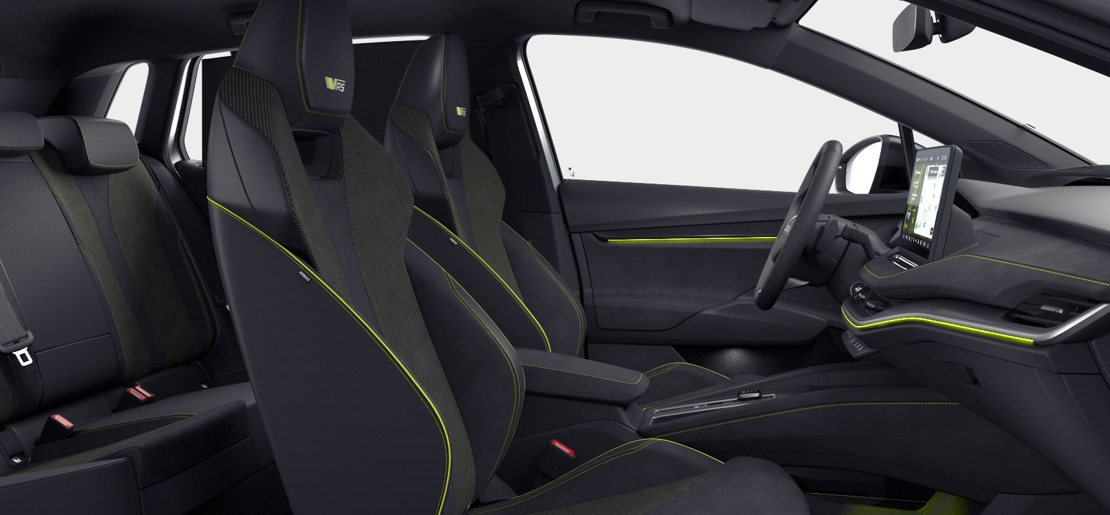 Eine Nahaufnahme eines Lenkrads in einem Auto.