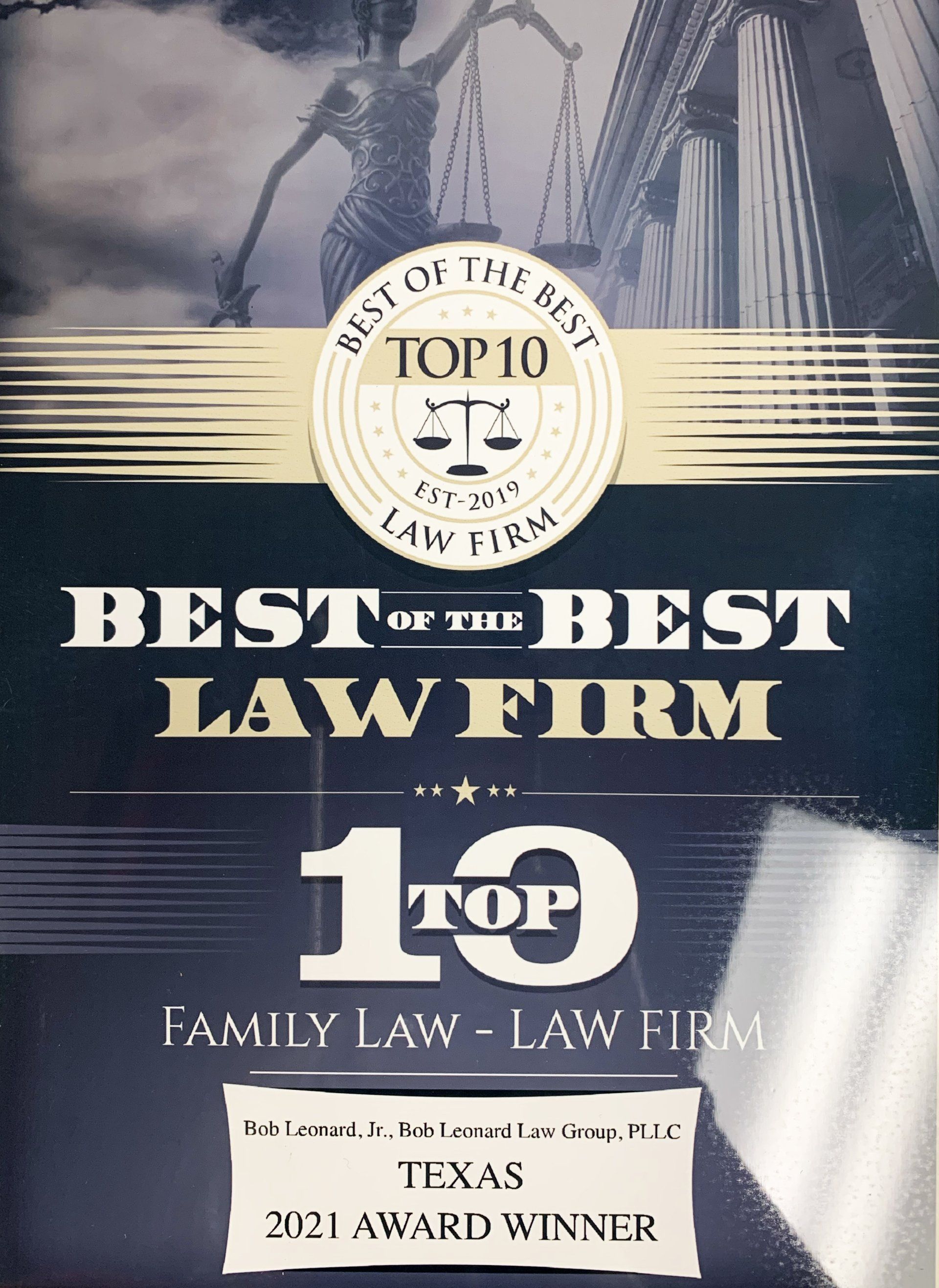 A poster that says best of the best law firm top 10 family law law firm