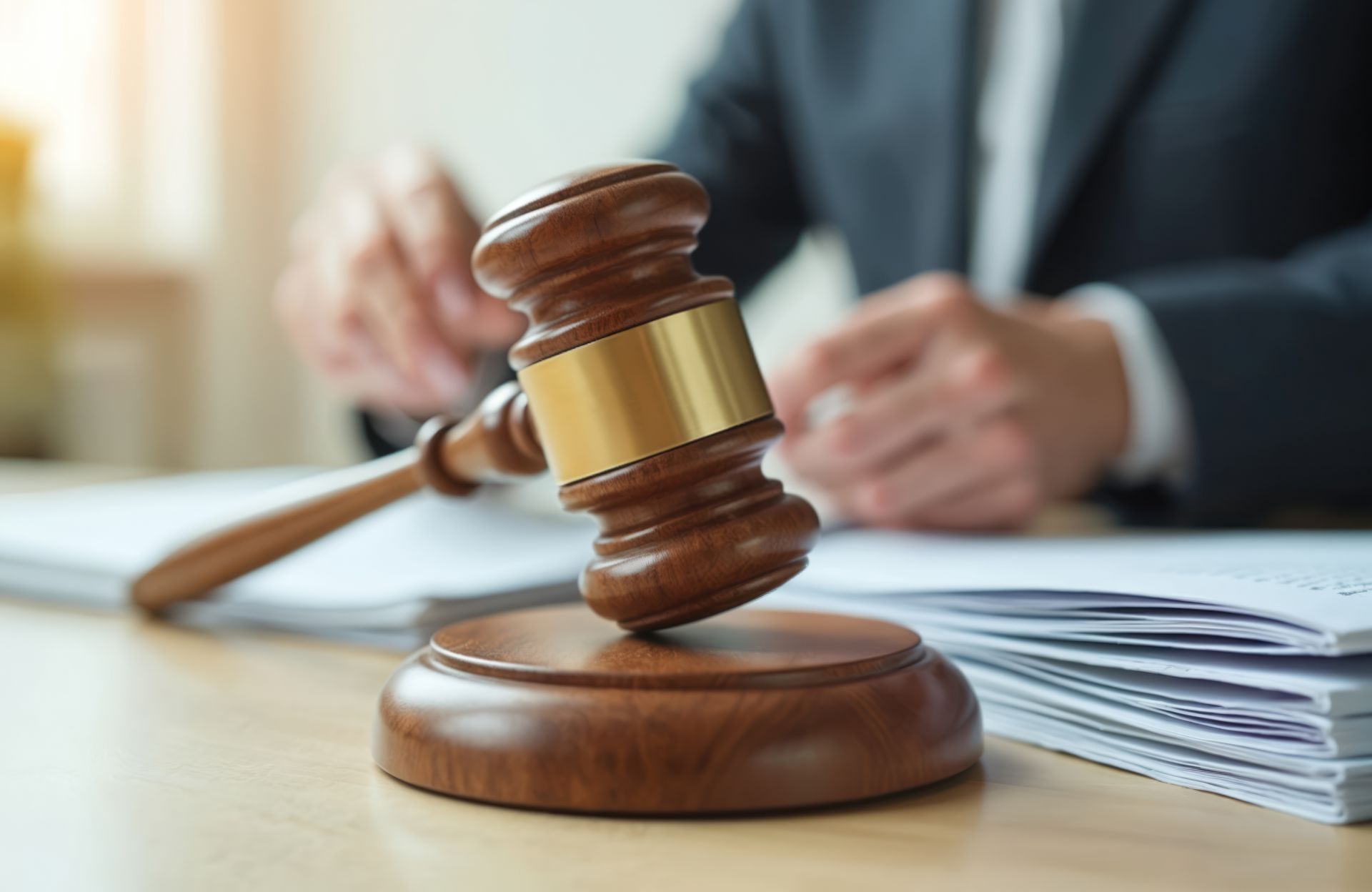 Divorce lawyer and gavel