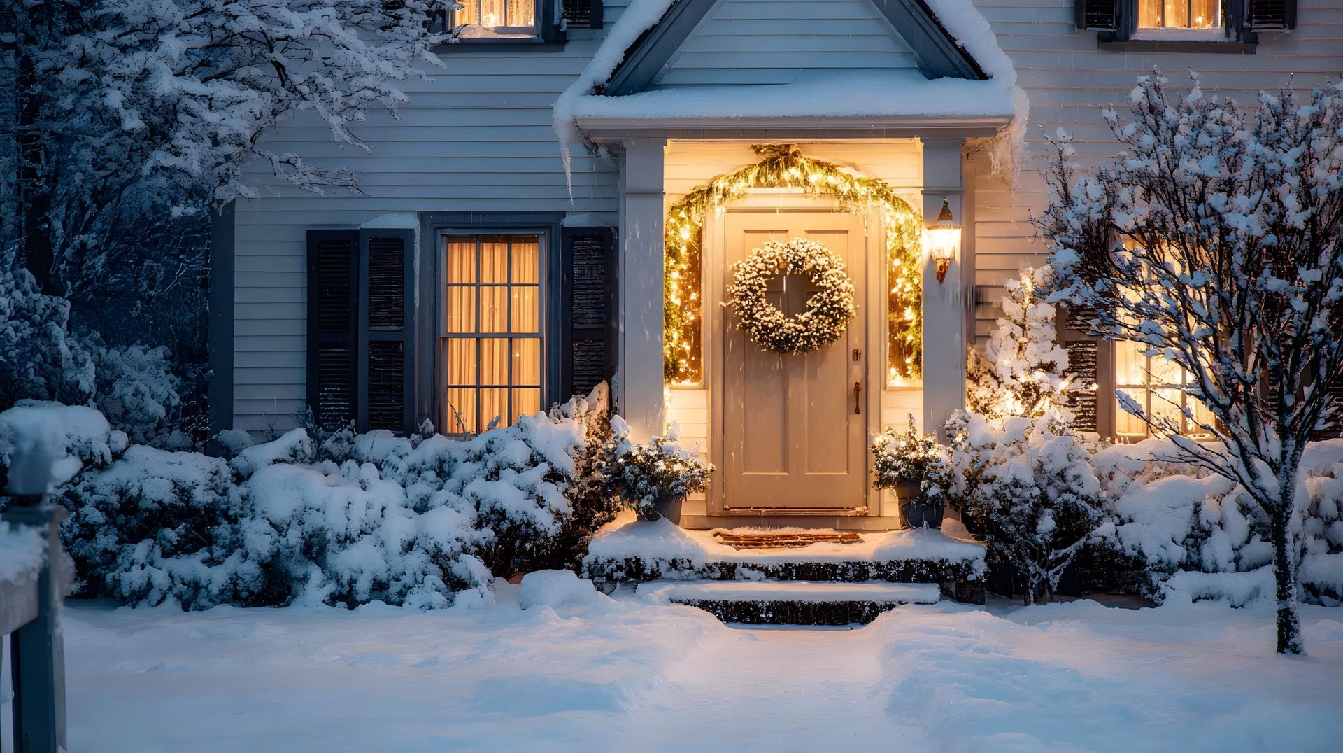 A living room with blue walls and a blue couch