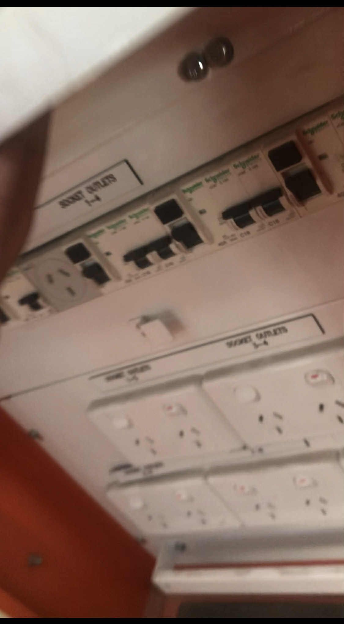 Distribution board interior with MCBs and RCDs visible during a residential switchboard upgrade in Melbourne.