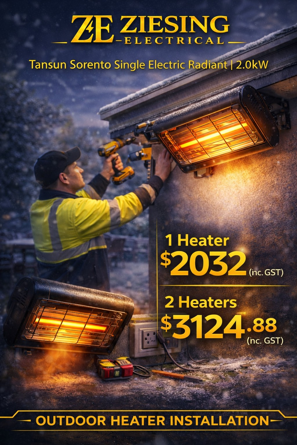 poster of outdoor heater installation deal