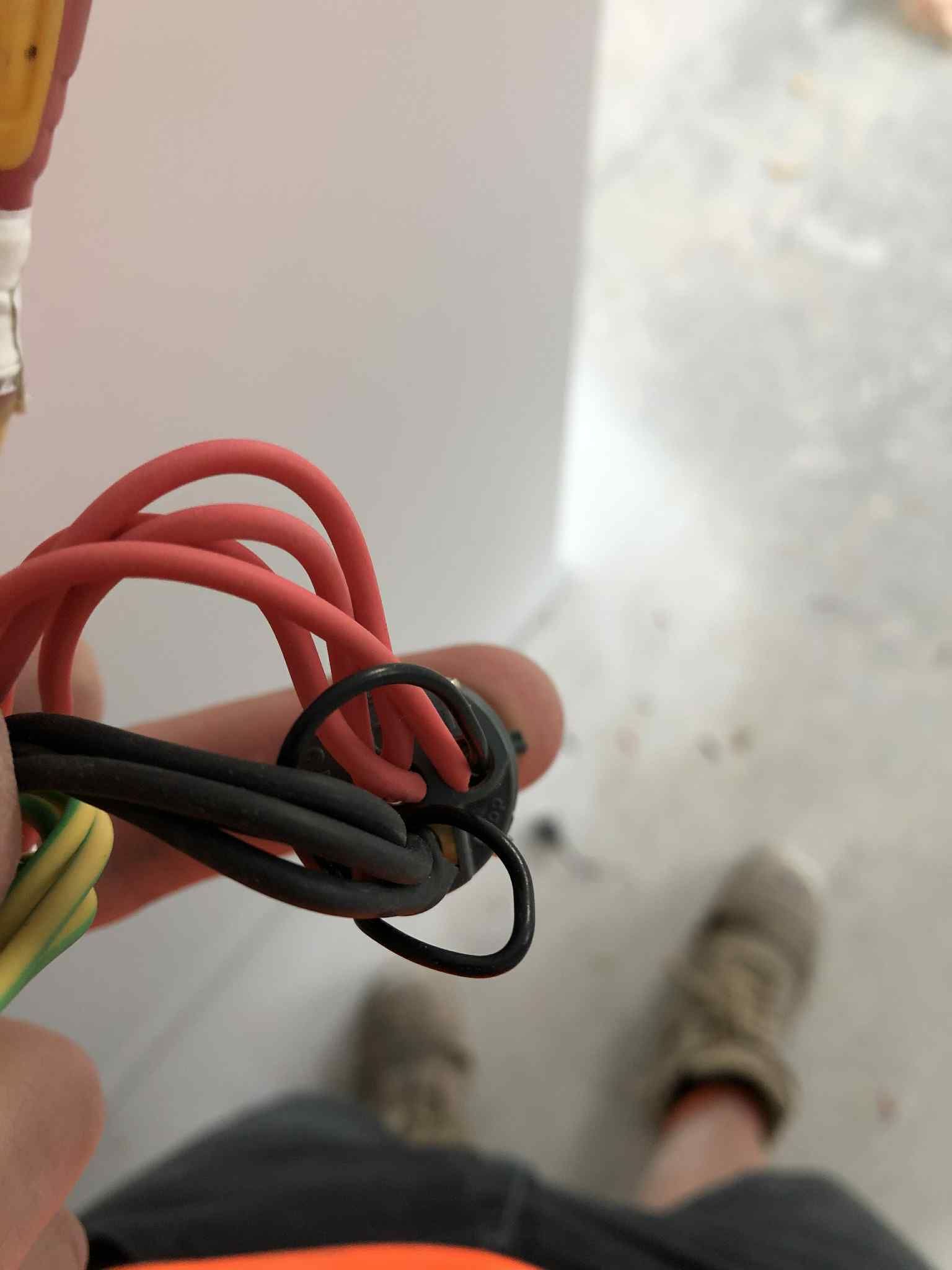 Ziesing Electrical: Coiled red and black power cables ready for termination on site during Bayside electrical fit-out.