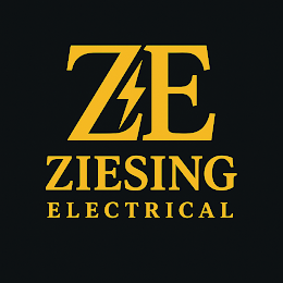 Logo: Ziesing Electrical (ZE) — professional electrician branding for switchboards and lighting.