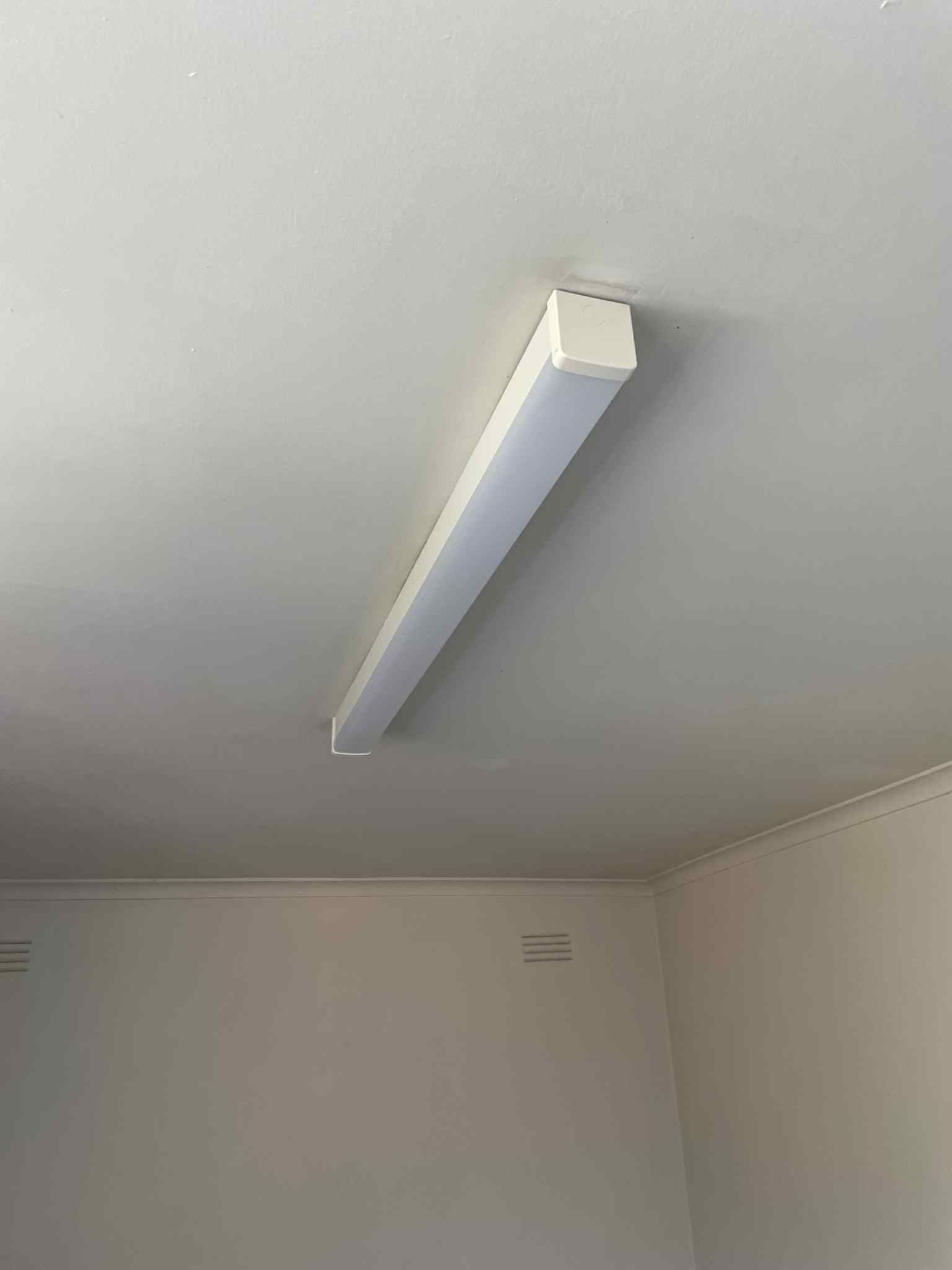 LED pendant light above kitchen island, switched on