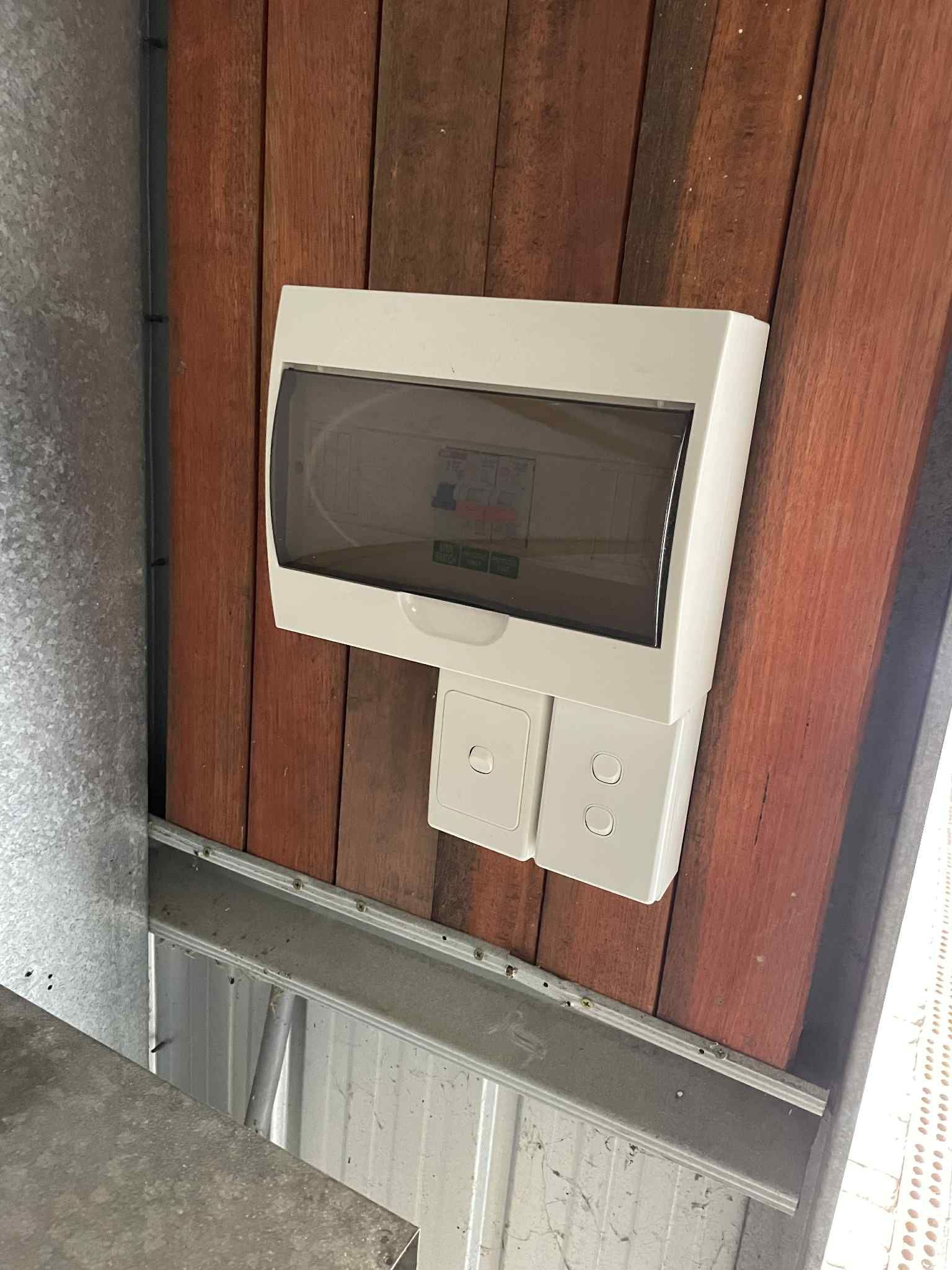 Weatherproof switch board fitted at Bayside patio — Ziesing Electrical domestic sparky